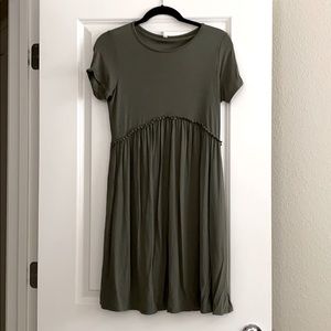 PinkBlush Olive Crochet Trim Shift Dress
